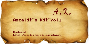 Aszalós Károly névjegykártya