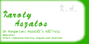 karoly aszalos business card