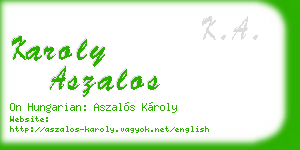 karoly aszalos business card